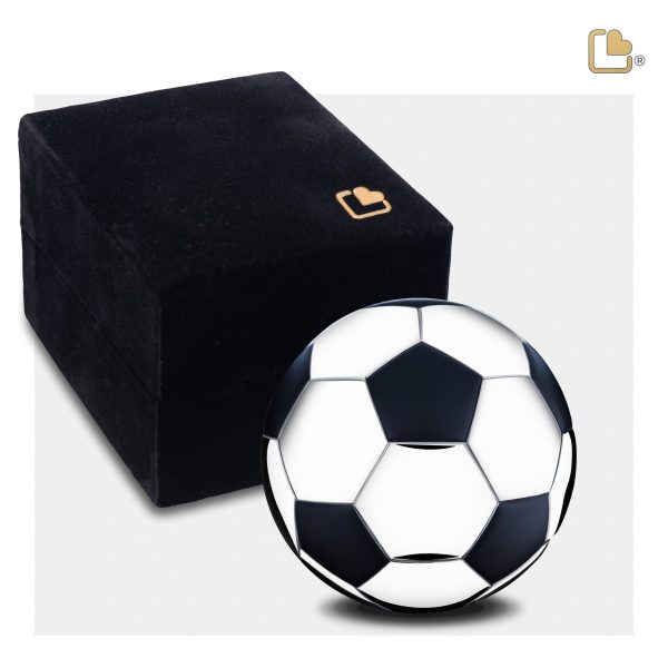 K1150   Football Keepsake Urn Matt Black & Pol Silver Online now