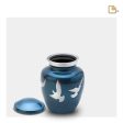 K572   Divine Flying Doves Keepsake Urn Blue & Bru Pewter Fashion