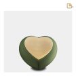 H585   Drop Heart Keepsake Urn Sage Green & Bru Gold Sale