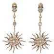 Blue Topaz and Pearl Sunburst earrings on Sale