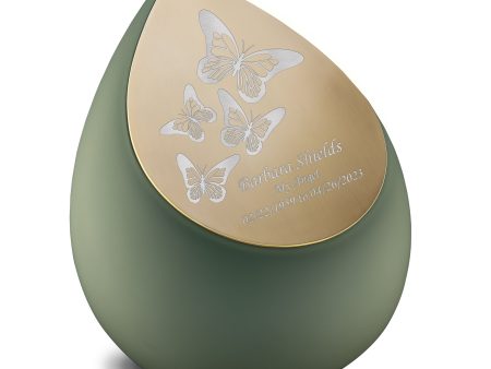 A585   Drop Standard Adult Urn Sage Green & Bru Gold For Cheap