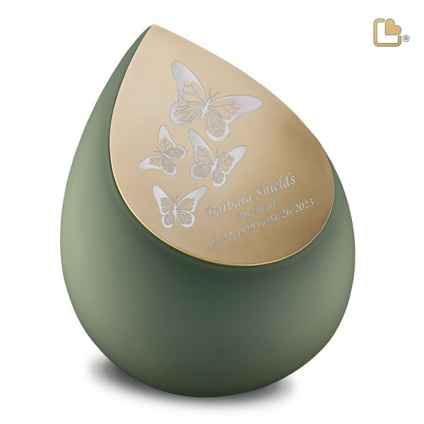 A585   Drop Standard Adult Urn Sage Green & Bru Gold For Cheap