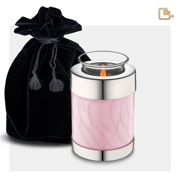 T667   Tealight Urn Pearl Pink & Pol Silver Supply