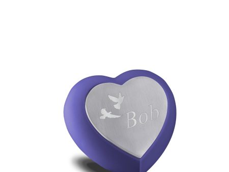 H586   Drop Heart Keepsake Urn Navy & Bru Pewter Online Sale