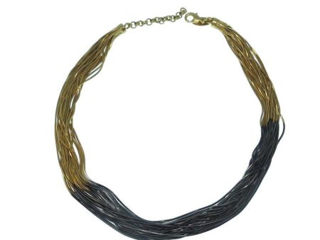 Multi Strand Ruthenium and Gold Necklace For Sale