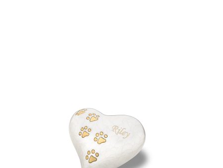 P638K   Keepsake Heart Pet Urn Pearl White & Bru Gold Online now