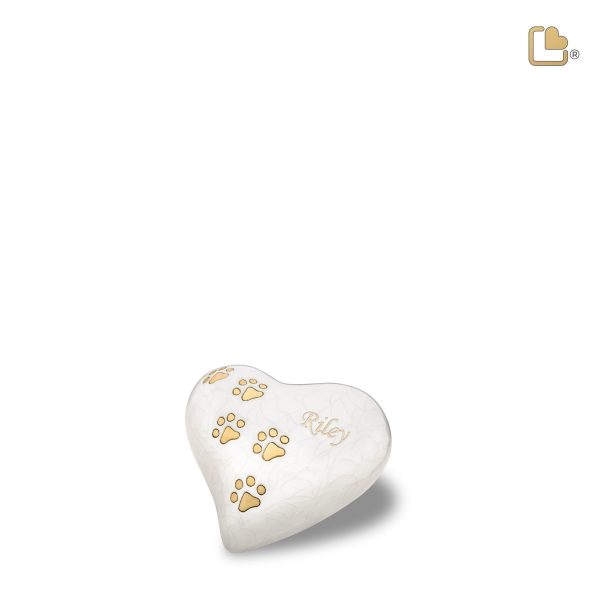 P638K   Keepsake Heart Pet Urn Pearl White & Bru Gold Online now