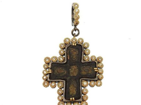 Ancient Cross with Beaded Diamond Bezel on Sale