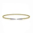 14K Yellow Gold Bujukan Bead Cuff Bracelet with Diamond Pave Spikes For Discount