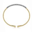 14K White-Yellow Gold Bujukan Diamond Cuff Bracelet Hot on Sale