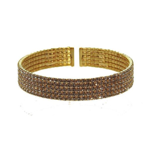 Pave Gold Crystal Cuff on Sale