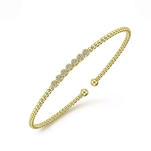 14K Yellow Gold Bujukan Bead and Cluster Diamond Bangle Hot on Sale