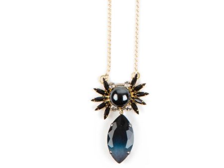 Black And Dark Blue Crystal Necklace For Cheap