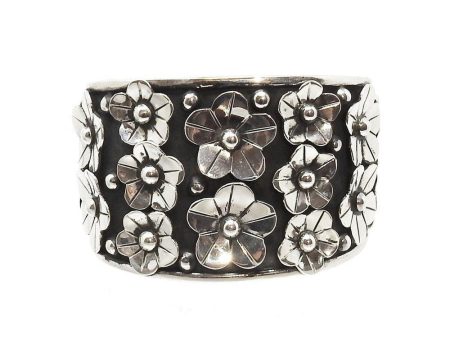 Sterling Silver Cuff with Floral Design Fashion