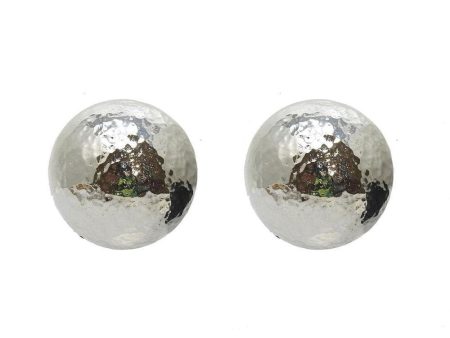 Hammered Silver Button Clip Earrings Online Sale