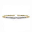 14K White-Yellow Gold Bujukan Diamond Cuff Bracelet Hot on Sale