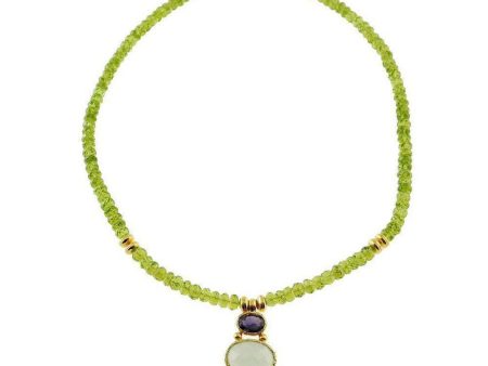 Peridot and Kyanite and Chalcedony Necklace For Discount