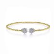 14K Yellow Gold Bujukan Split Cuff with Diamond Flowers Online now