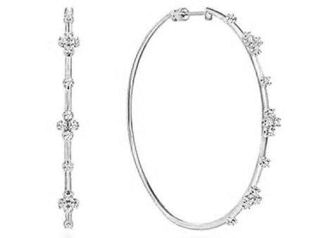 60mm Diamond Hoop Earrings White Gold Online