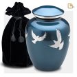 A572   Divine Flying Doves Standard Adult Urn Blue & Bru Pewter Online Hot Sale