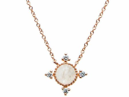 14K Rose Gold Rainbow Moonstone Necklace For Discount