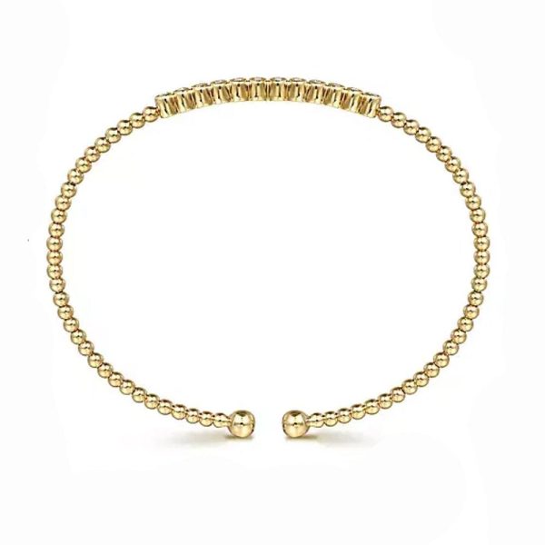 14K Yellow Gold Bujukan Bead Diamond Bangle For Cheap