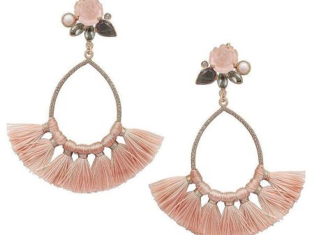 Carved Pink Chalcedony and Labradorite Earrings Online now