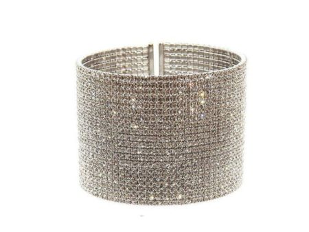 Silver Crystal Pave Cuff Fashion