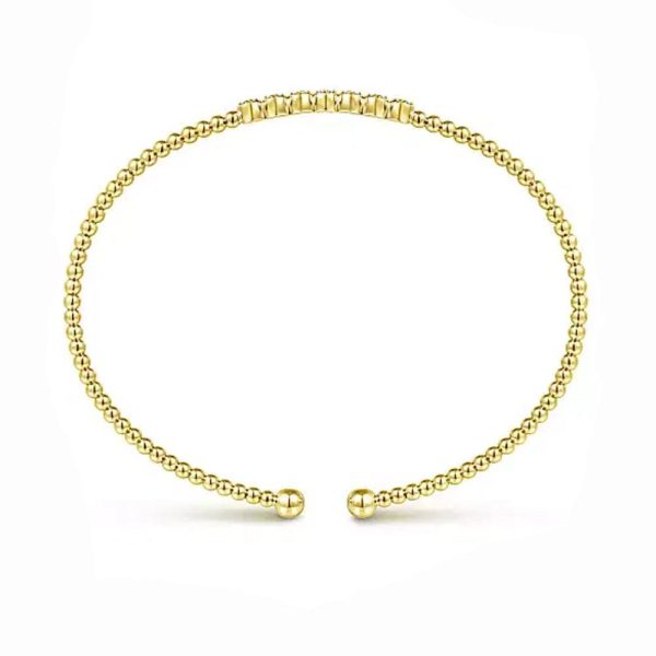 14K Yellow Gold Bujukan Bead and Cluster Diamond Bangle Hot on Sale