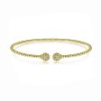 14K Yellow Gold Bujukan Split Cuff Bracelet with Diamond Flower Caps For Cheap