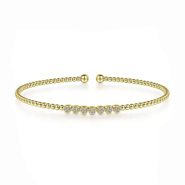 14K Yellow Gold Bujukan Bead and Cluster Diamond Bangle Hot on Sale