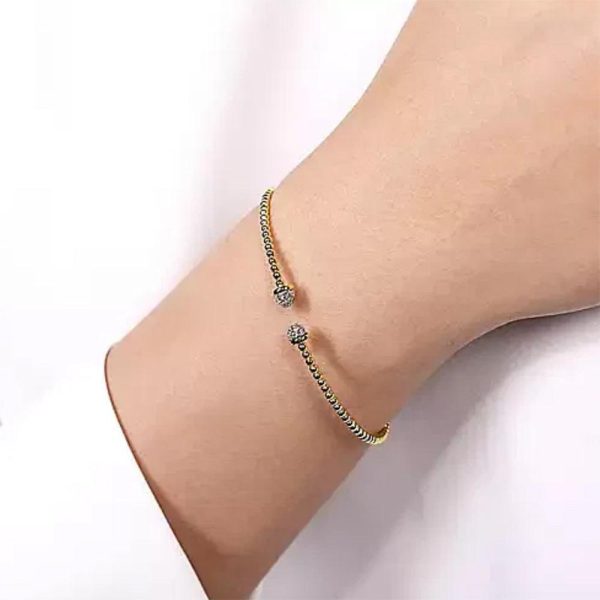 14K Yellow Gold Bujukan Diamond Split Bangle Hot on Sale