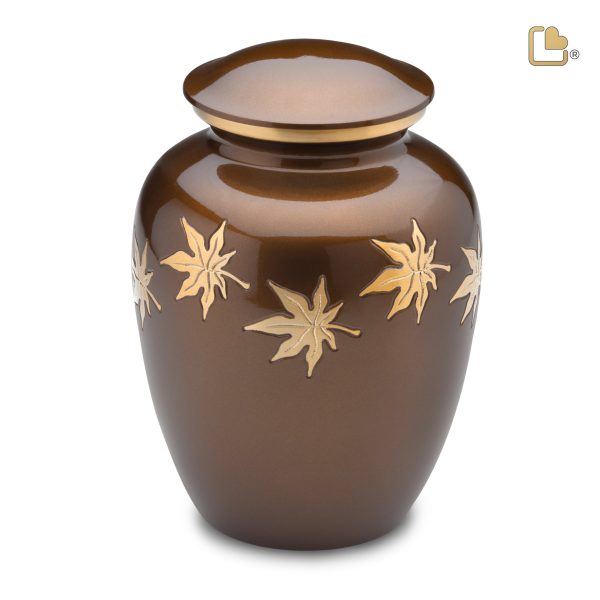 A573   Divine Autumn Leaves Standard Adult Urn Bronze & Bru Gold For Cheap