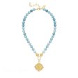 Blue Jasper beads with gold pendant. Cheap