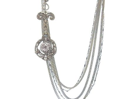 Multistrand Silver Chain Long Drop Tassle Necklace Cabachon Pendant Supply