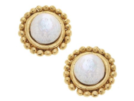 Gold & Coin Pearl Clip Earrings For Cheap