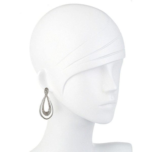 Crystal Deco Tear Drop Clip Earrings For Cheap