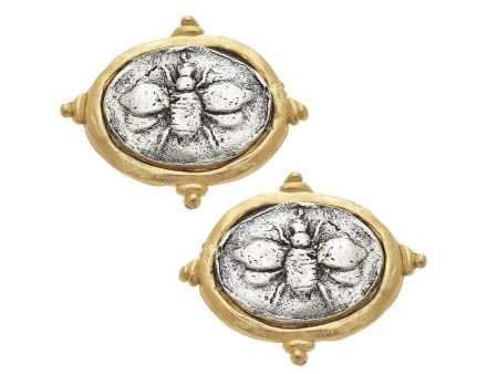 Oval Bee Intaglio Clip Earrings Fashion