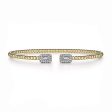 14K Yellow Gold Bujukan Open Cuff Bracelet with Diamond Baguettes Online Sale