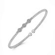 14K White Gold Bujukan Hexagon Cluster Diamond Bangle Online Sale