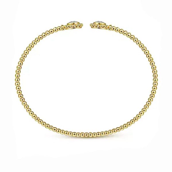 14K Yellow Gold Open Bangle with Pave Diamond Circles Discount