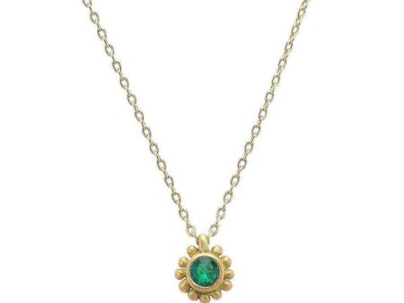 18k Yellow Gold and Emerald Necklace Discount