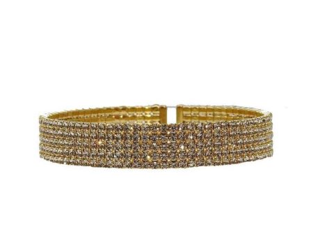 Pave Gold Crystal Cuff on Sale