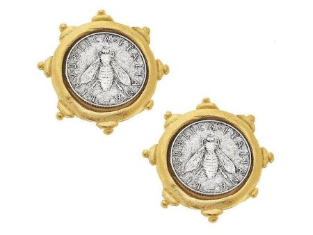 Bee Coin Clip Earrings Online now