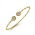 14K Yellow Gold Open Bangle with Pave Diamond Circles Discount