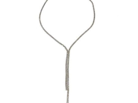 Lariat Pave Silver Necklace Online now