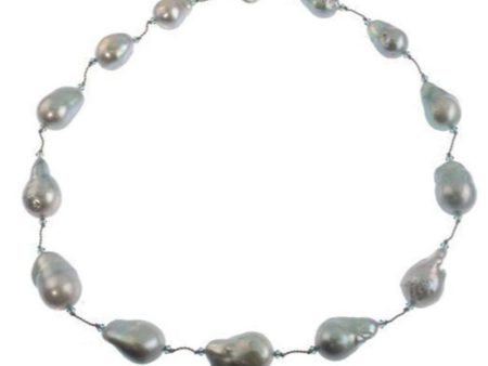 Margo Morrison Grey Baroque Pearl, Swarovski Crystal Necklace Cheap