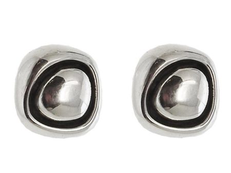 Silver Button Clip Earring Online Sale